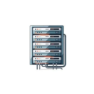 Colorful flat design server rack illustration for data center and it infras.. Stock Illustration