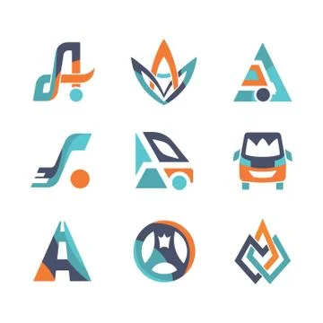 Colorful flat design Vector transport logo templates set Stock Illustration