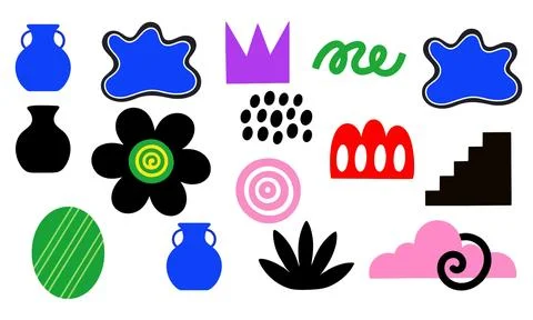 Colorful flat graphic elements vector set illustration design bright backgrou 스톡 일러스트