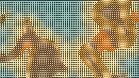 Colorful flat halftone dot pattern. Geometric 3d render loop animation. 4K, UHD 動画素材 136300713