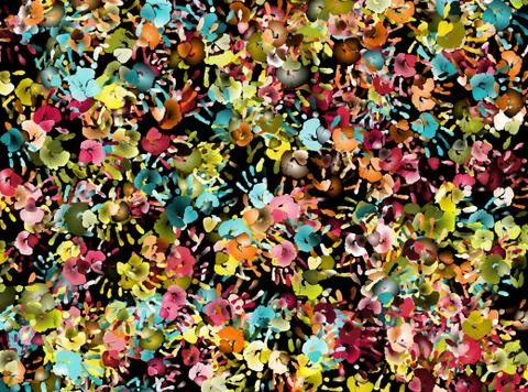 Colorful flat hands background texture Stock Illustration