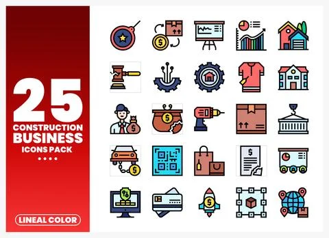 Colorful flat icons pack for construction business Ilustración de archivo