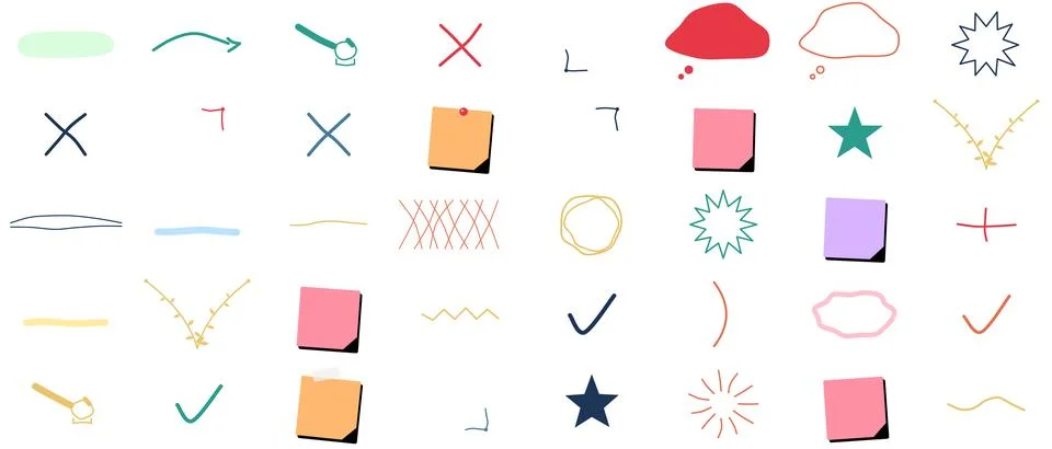 Colorful flat icons set with different shapes Stock Illustration