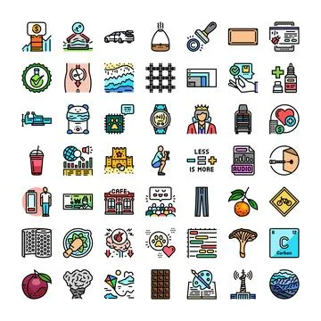 Colorful flat modern icon set representing various concepts イラスト素材