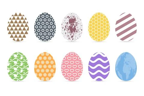 Colorful flat patterned easter egg set Illustrazione stock