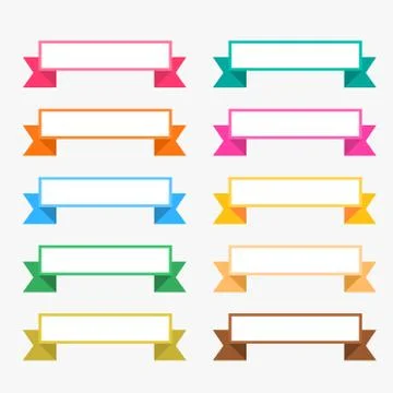 Colorful flat ribbons set with text space Stock Illustration