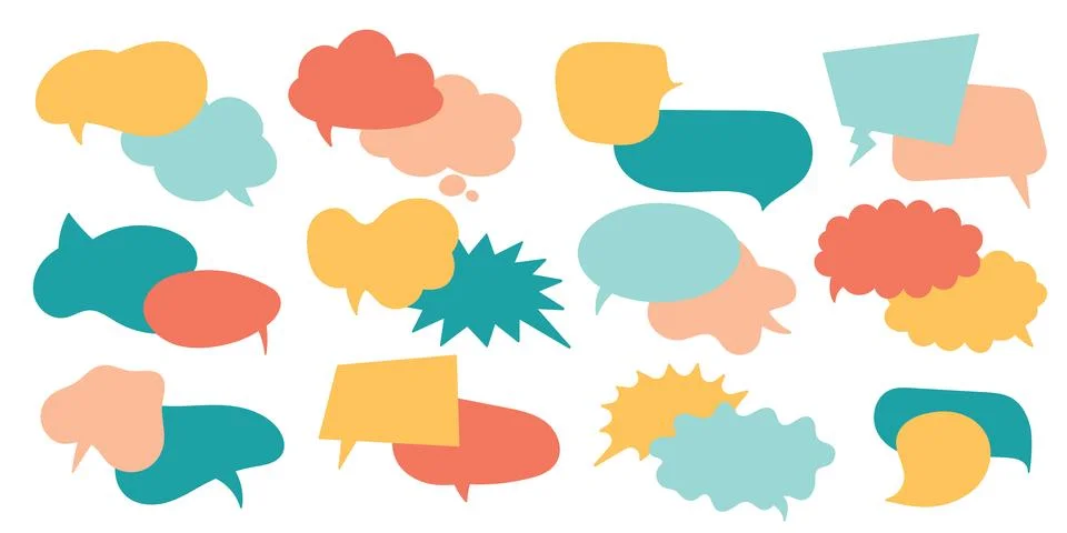 Colorful flat speech bubble set. Empty Blank Balloon. Vector illustration Stock Illustration