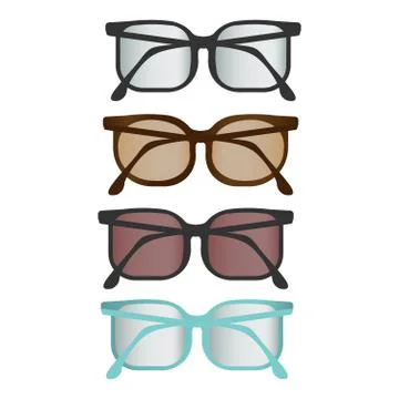 Colorful flat vector glasses set. Stock Illustration