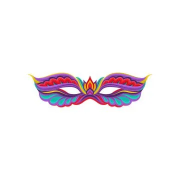 Colorful flat vector icon of bright Venetian masquerade mask. Fancy accessory Stock Illustration