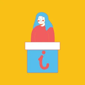 Colorful Flat Vector Information Point Reception Desk Avatar with Stylized Info Stock Illustration