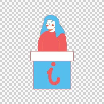 Colorful Flat Vector Information Point Reception Desk Avatar Иллюстрация
