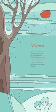 Colorful flat vector natural background. Four seasons. Countryside location at Stock Illustration