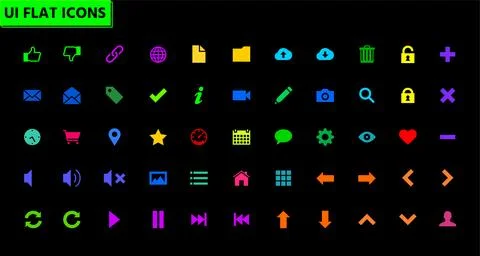 Colorful flat vector ui icons Stock Illustration