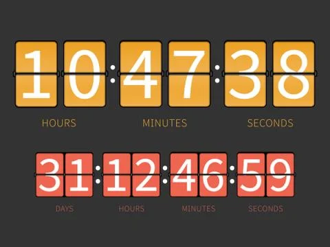 Colorful flip countdown timer, hourly schedule Stock Illustration