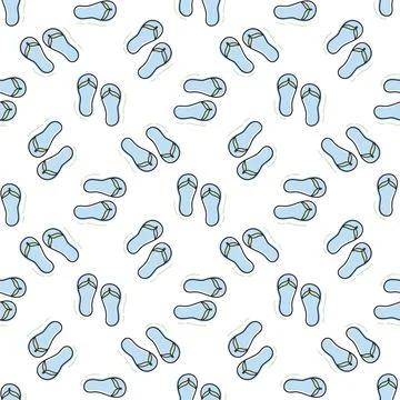 Colorful flip-flops pattern. Seamless texture with cute flip-flops in doodle  イラスト素材
