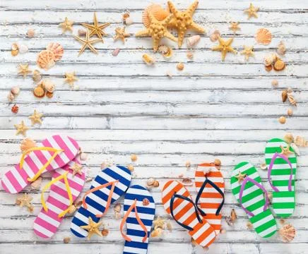 Colorful  Flip Flops. Stock Photos