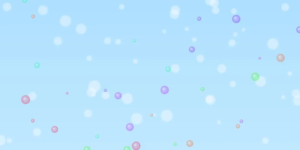 Colorful floating bubbles on a soft light blue background Stock Illustration