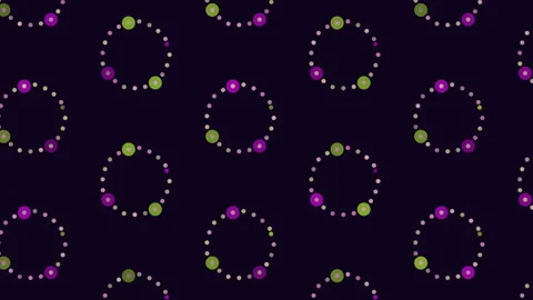 Colorful floating circles on black background a vibrant repeating pattern Stock Footage 322775160