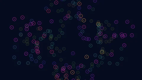 Colorful floating circles in circular motion on black background Vídeos de archivo 316788506