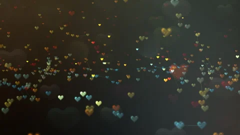 Colorful Floating Hearts Connected by Delicate Lines, Motion Background Stock Footage 299628182