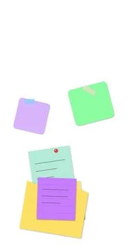 Colorful floating sticky notes and folders Stock Illustration