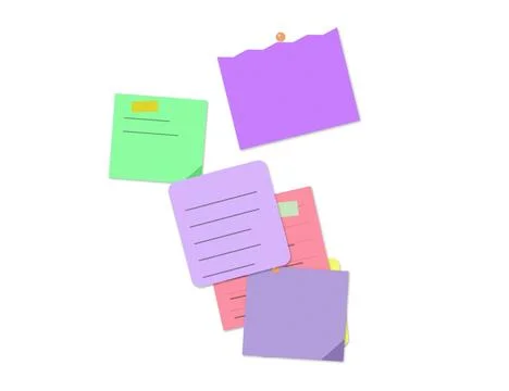 Colorful floating sticky notes collection 스톡 일러스트
