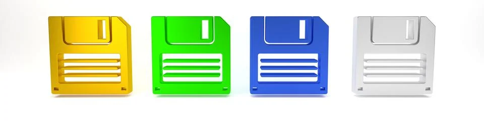 Colorful Floppy disk for computer data storage icon isolated on white backg.. Stock Photos