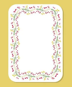 Colorful floral frame.  Botanical rectangle border. Clipart for wedding inv.. Stock Illustration