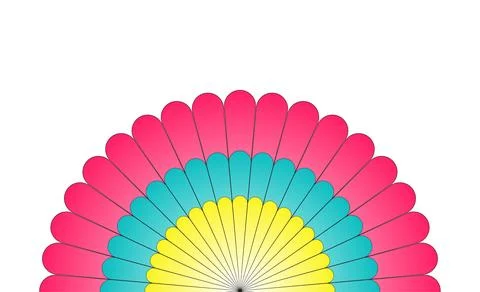 Colorful Floral Mandala Pattern With Concentric Petals in Pink, Teal and Ye.. Illustrazione stock