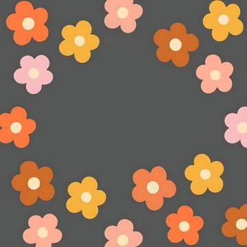Colorful floral pattern on dark background Stock Illustration