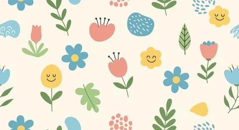 A colorful floral pattern with eggs and insects Illustrazione stock
