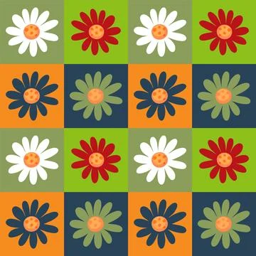 Colorful Floral Pattern Grid Stock Illustration