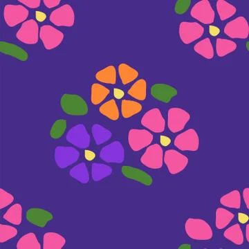 Colorful floral seamless pattern with dot background Stock Illustration