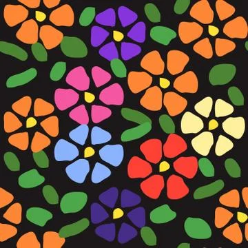 Colorful floral seamless pattern with dot background Stockillustratie
