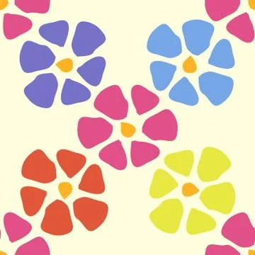 Colorful floral seamless pattern with simple flowers Stock Illustration