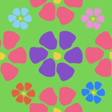 Colorful floral seamless pattern with simple flowers Stock Illustration