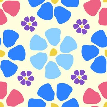 Colorful floral seamless pattern with simple flowers Illustrazione stock