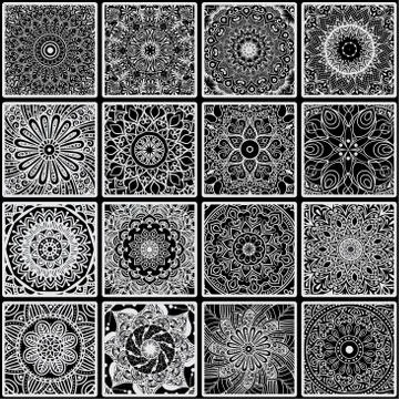 Colorful floral seamless pattern from squares Stock Illustration