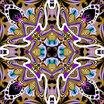 Colorful floral vector seamless pattern. Abstract ethnic style ornamental Stock Illustration