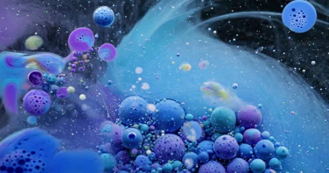 Colorful flow bubble paint water oil fluid mix Stock Footage 311933474