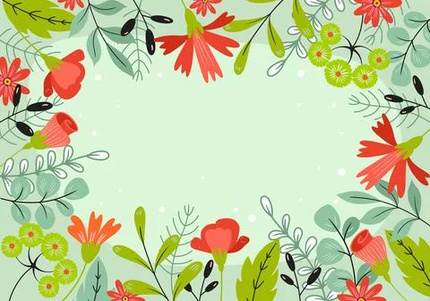 Colorful flower cartoon background withe leaves and flowers Stock Illustration