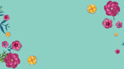 Colorful Flower Corner Frame Animation. Greeting Card For Holidays. Stock Footage 202755039