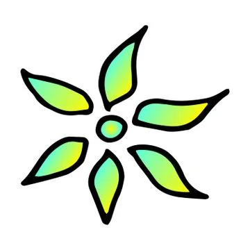 Colorful flower drawing. Vector hand drawn doodle illustration Stock Illustration