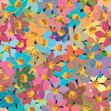 Colorful flower element on seamless background. Illustrazione stock