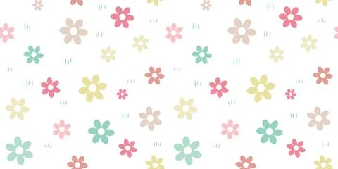 A colorful flower pattern is displayed on a white background Stock Illustration