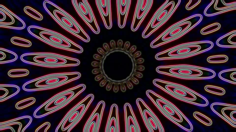 Colorful flower pattern kaleidoscope effect at black background Stock Footage 204038882