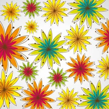 Colorful flower pattern with lines, bottom spring, vector illustration Stock Illustration