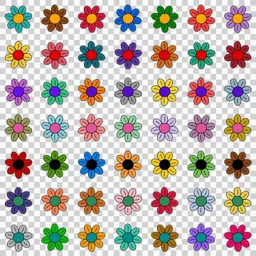 Colorful flower pattern with transparent background Stock Illustration