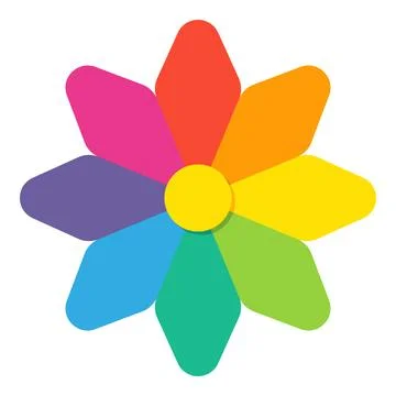 Colorful flower vector icon representing creativity, diversity, growth, positive Stock Illustration