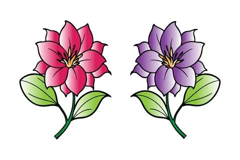 Colorful flower vector set Stock Illustration